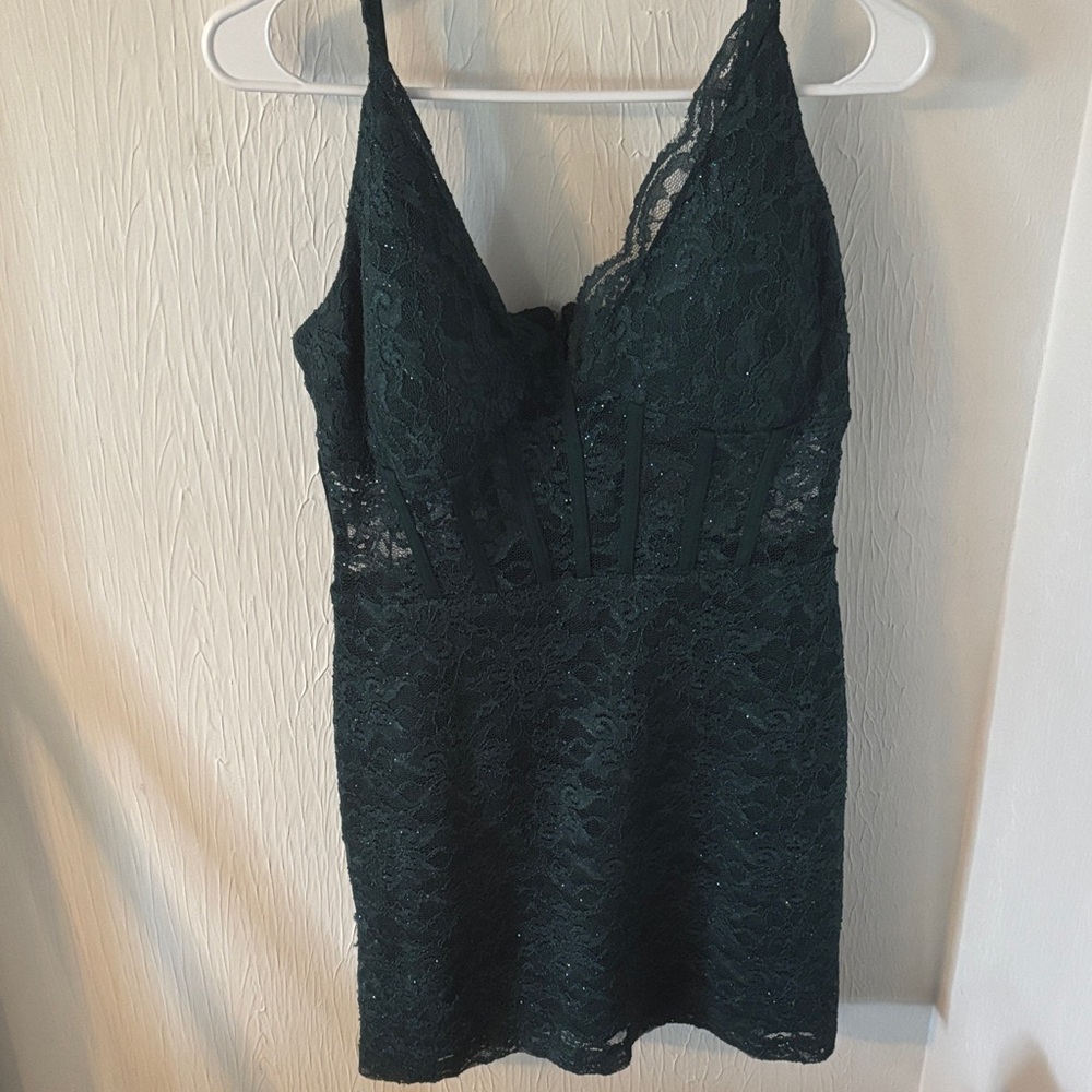 Morgan & Co. Dark Green Lace Mini Dress
